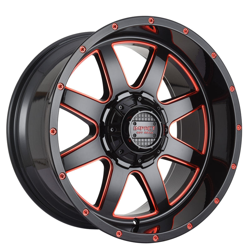 Impact 804 20x10 5x139.7 & 5x150 -12 Gloss Black/Red Milled