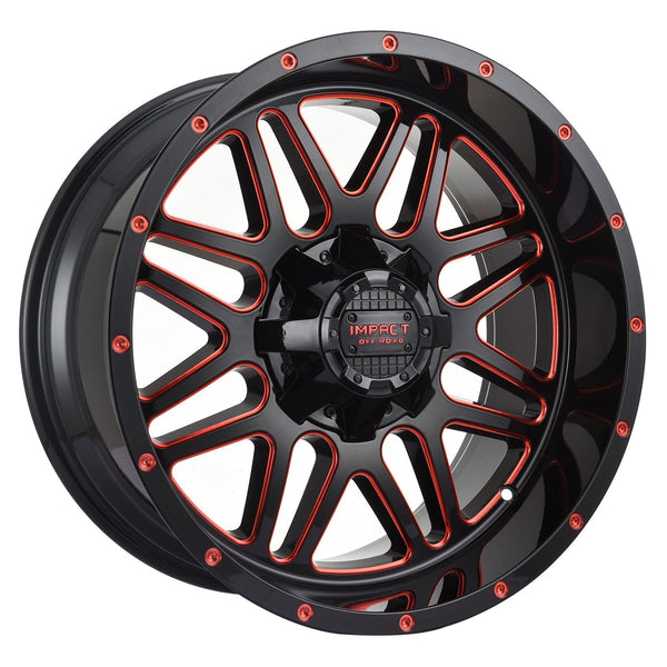 Impact 805 20x10 5x139.7 & 5x150 -12 Gloss Black/Red Milled