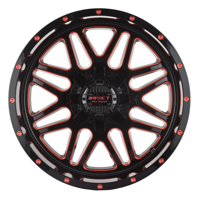 Impact 805 20x10 5x139.7 & 5x150 -12 Gloss Black/Red Milled