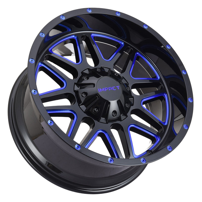 Impact 806 20x10 5x139.7 & 5x150 -12 Gloss Black/Blue Milled