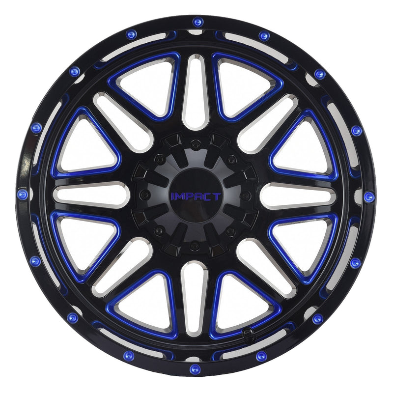 Impact 806 20x10 5x139.7 & 5x150 -12 Gloss Black/Blue Milled