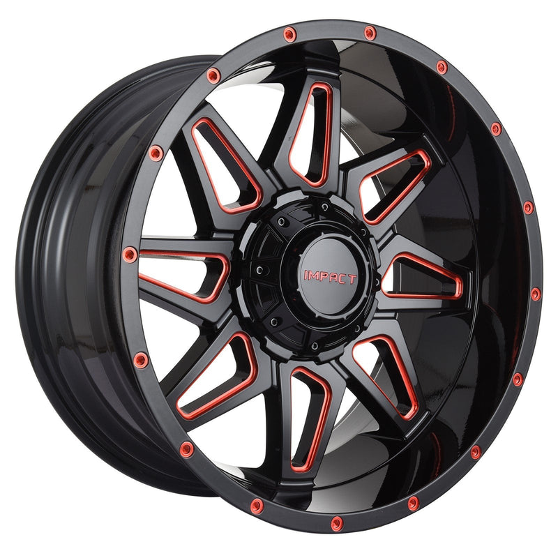 Impact 807 20x10 5x139.7 & 5x150 -12 Gloss Black/Red Milled