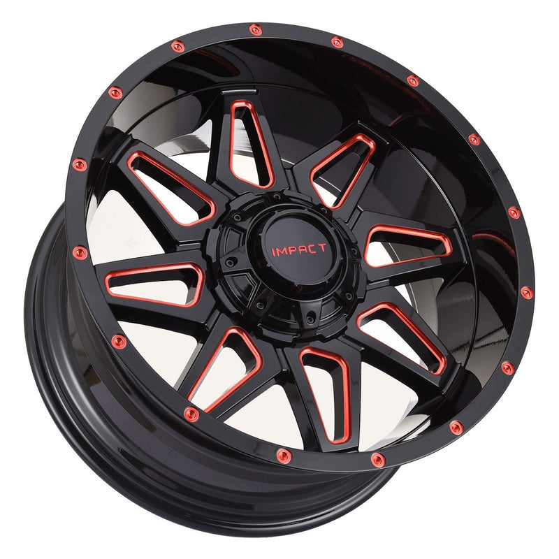 Impact 807 20x10 5x139.7 & 5x150 -12 Gloss Black/Red Milled