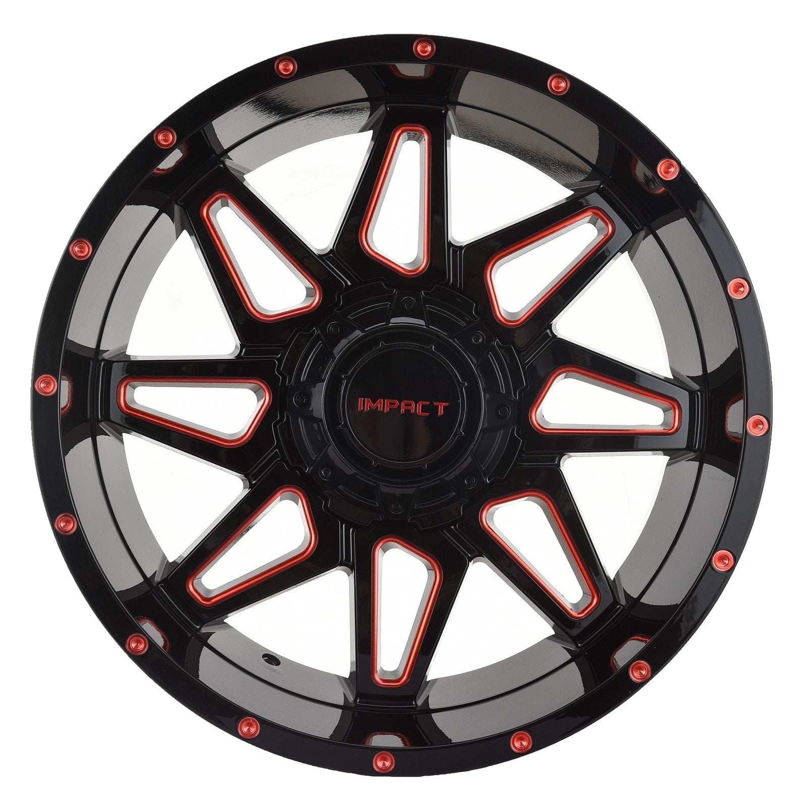 Impact 807 20x10 5x139.7 & 5x150 -12 Gloss Black/Red Milled