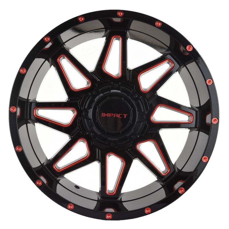 Impact 807 20x10 5x139.7 & 5x150 -12 Gloss Black/Red Milled