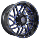Impact 808 20x10 5x139.7 & 5x150 -12 Gloss Black/Blue Milled
