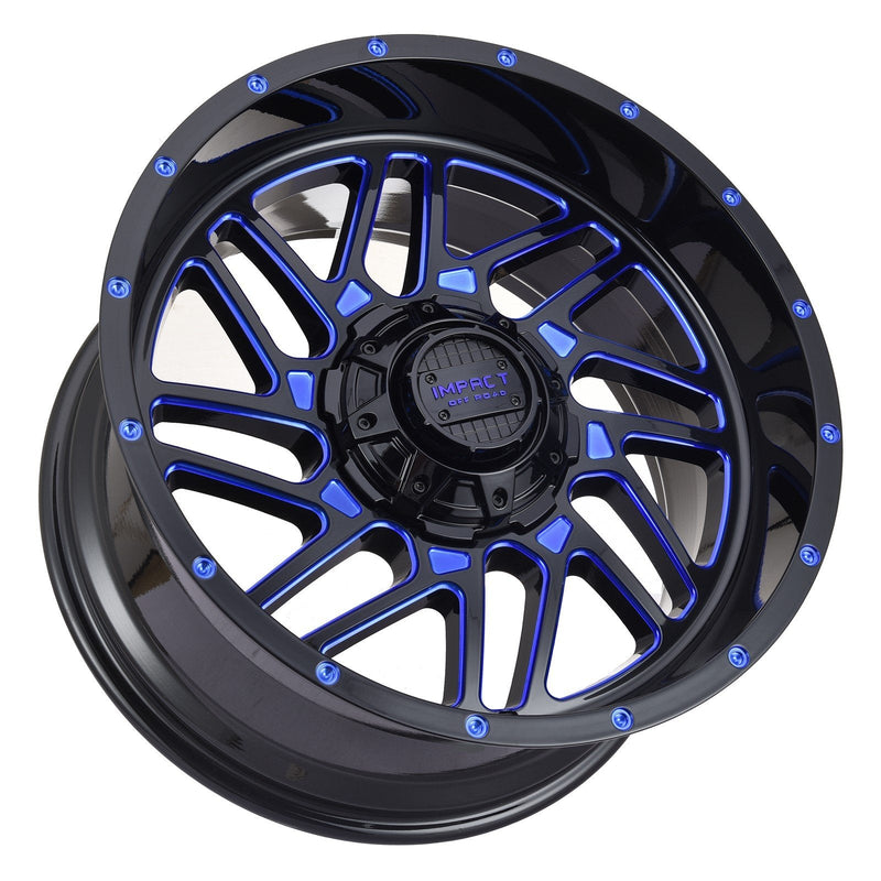 Impact 808 20x10 5x139.7 & 5x150 -12 Gloss Black/Blue Milled