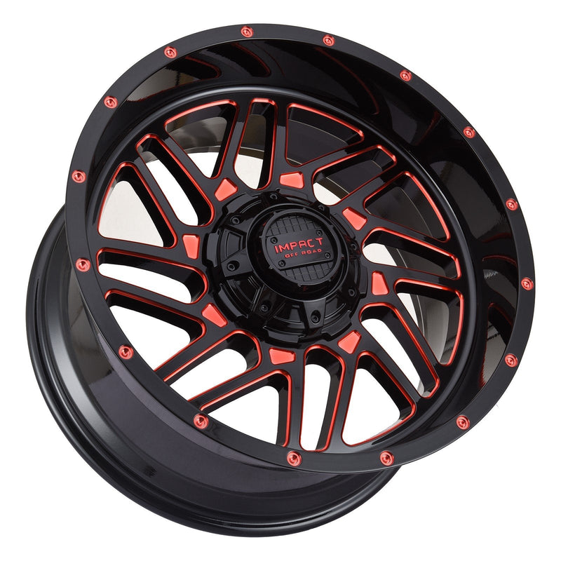 Impact 808 20x10 5x139.7 & 5x150 -12 Gloss Black/Red Milled