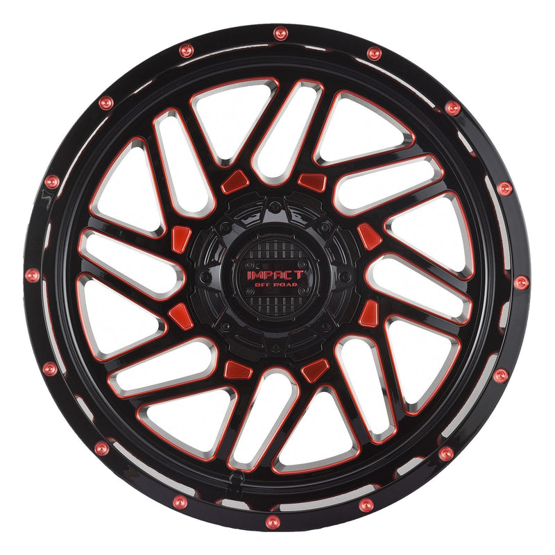 Impact 808 20x10 5x139.7 & 5x150 -12 Gloss Black/Red Milled