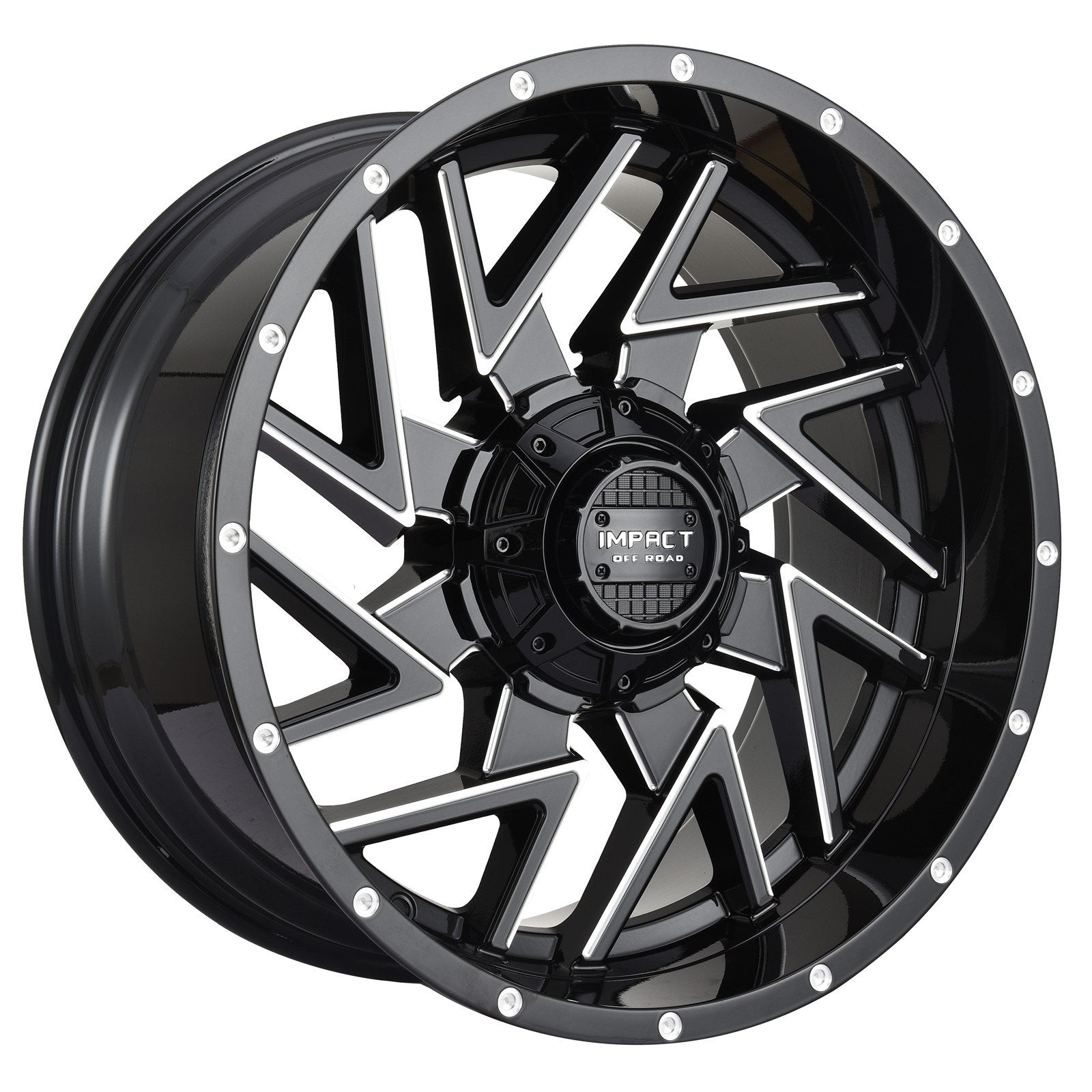 Impact 809 20x10 5x139.7 & 5x150 -12 Gloss Black/Milling Windows