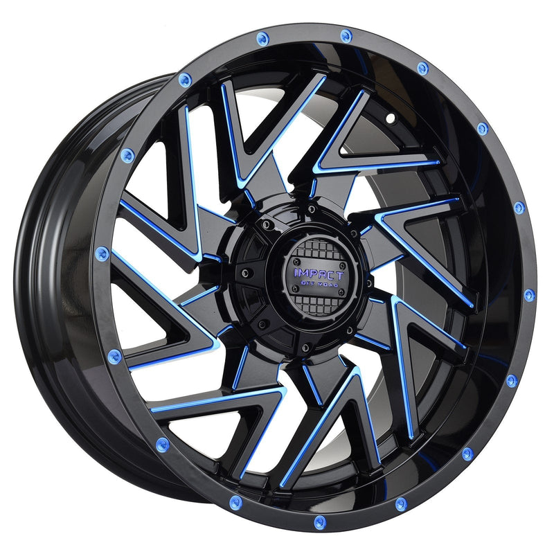 Impact 809 20x10 5x139.7 & 5x150 -12 Gloss Black/Blue Milled