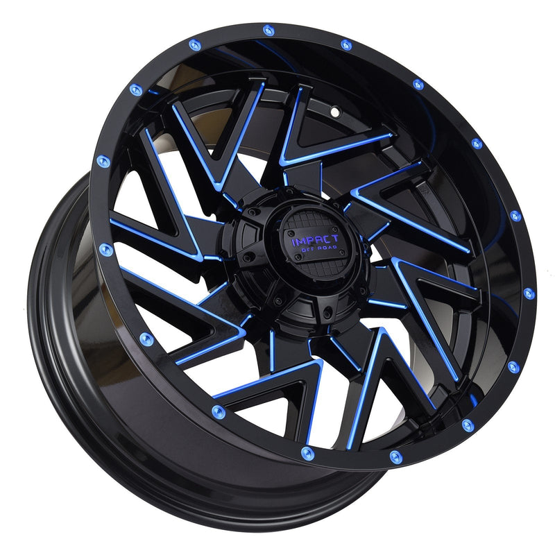 Impact 809 20x10 5x139.7 & 5x150 -12 Gloss Black/Blue Milled