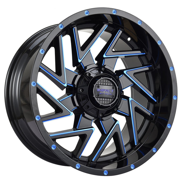 Impact 809 20x10 5x139.7 & 5x127 -12 Gloss Black/Blue Milled