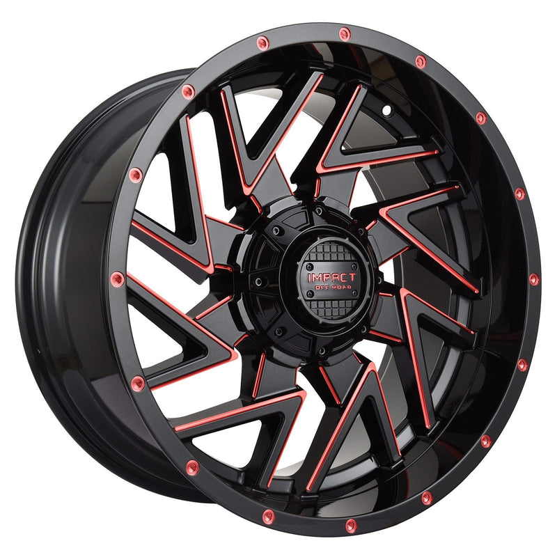 Impact 809 20x10 5x139.7 & 5x150 -12 Gloss Black/Red Milled