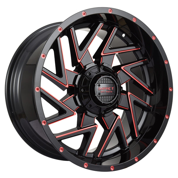 Impact 809 20x10 5x139.7 & 5x127 -12 Gloss Black/Red Milled