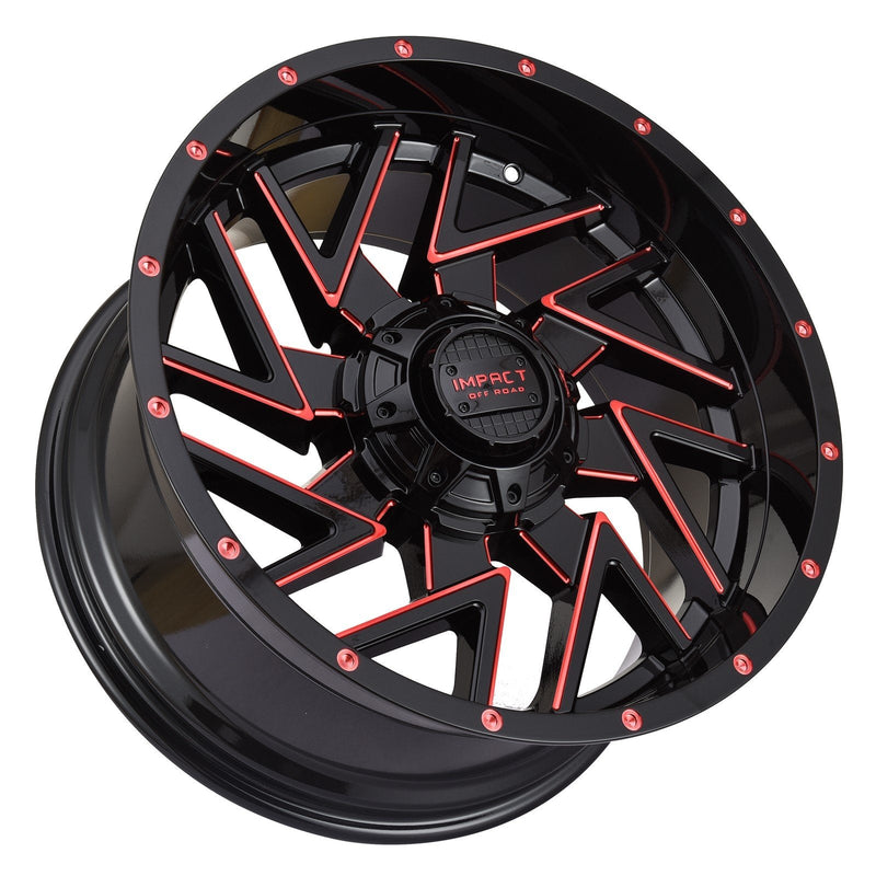 Impact 809 20x10 5x139.7 & 5x127 -12 Gloss Black/Red Milled