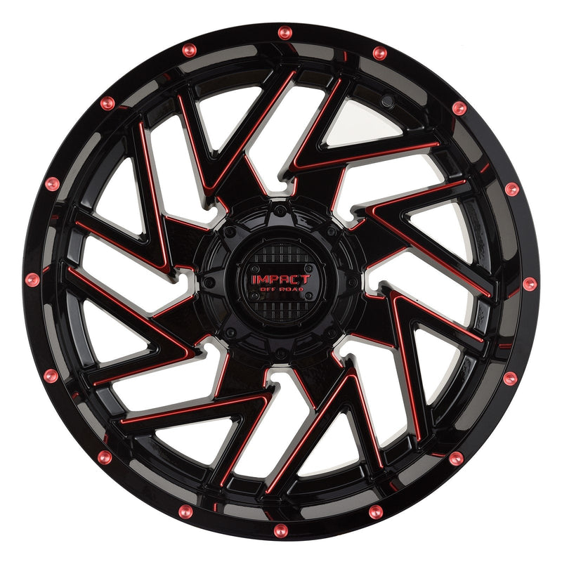 Impact 809 20x10 5x139.7 & 5x127 -12 Gloss Black/Red Milled