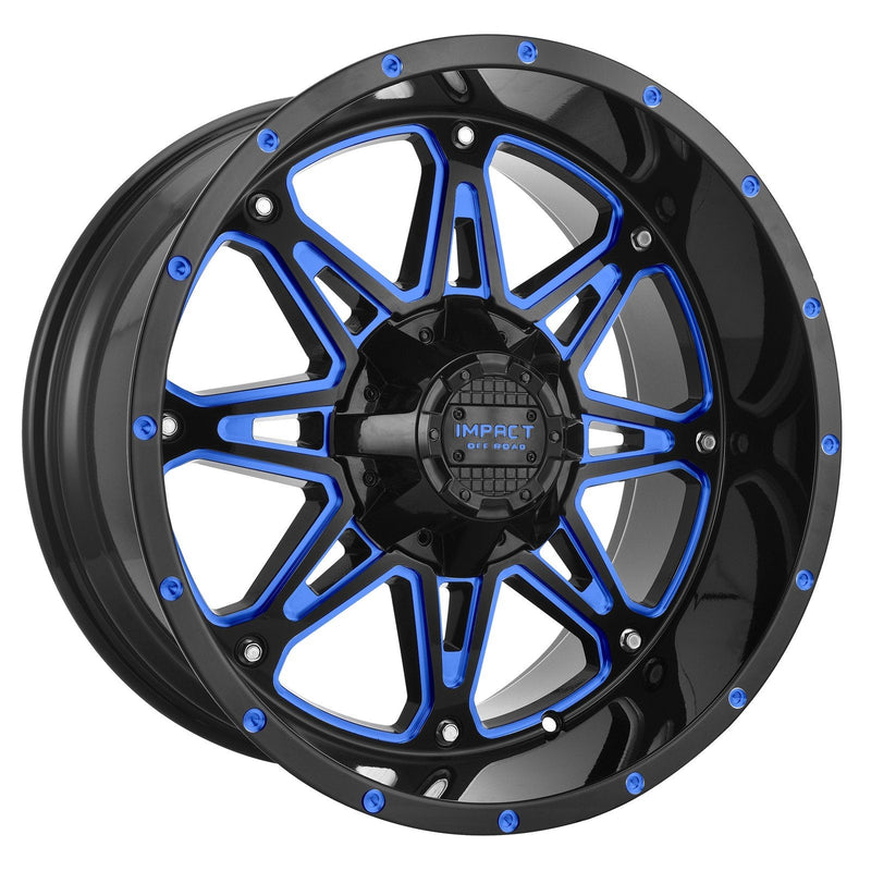 Impact 810 20x10 5x139.7 & 5x127 -12 Gloss Black/Blue Milled