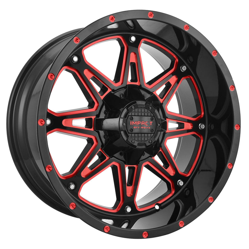 Impact 810 20x10 6x139.7 & 6x135 -12 Gloss Black/Red Milled