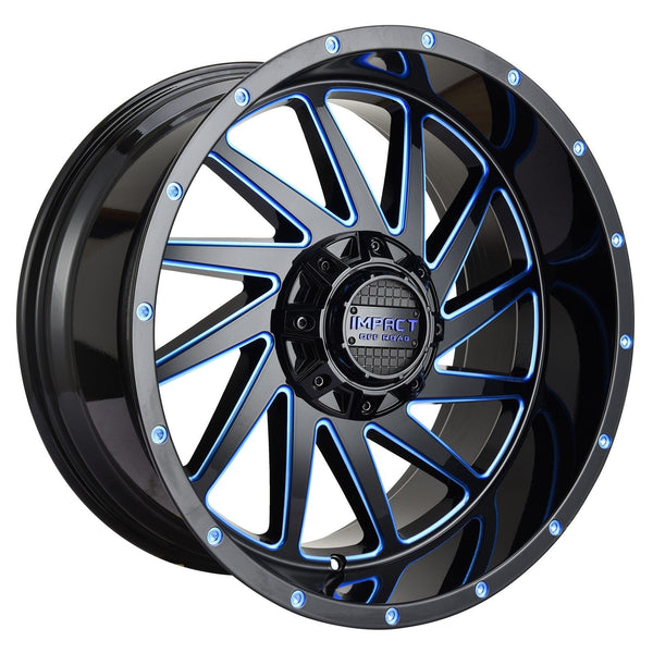 Impact 811 20x10 5x139.7 & 5x127 -12 Gloss Black/Blue Milled