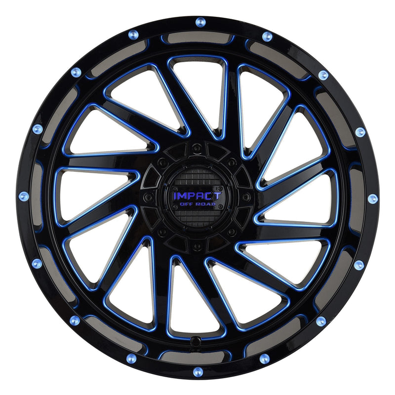 Impact 811 20x10 5x139.7 & 5x127 -12 Gloss Black/Blue Milled