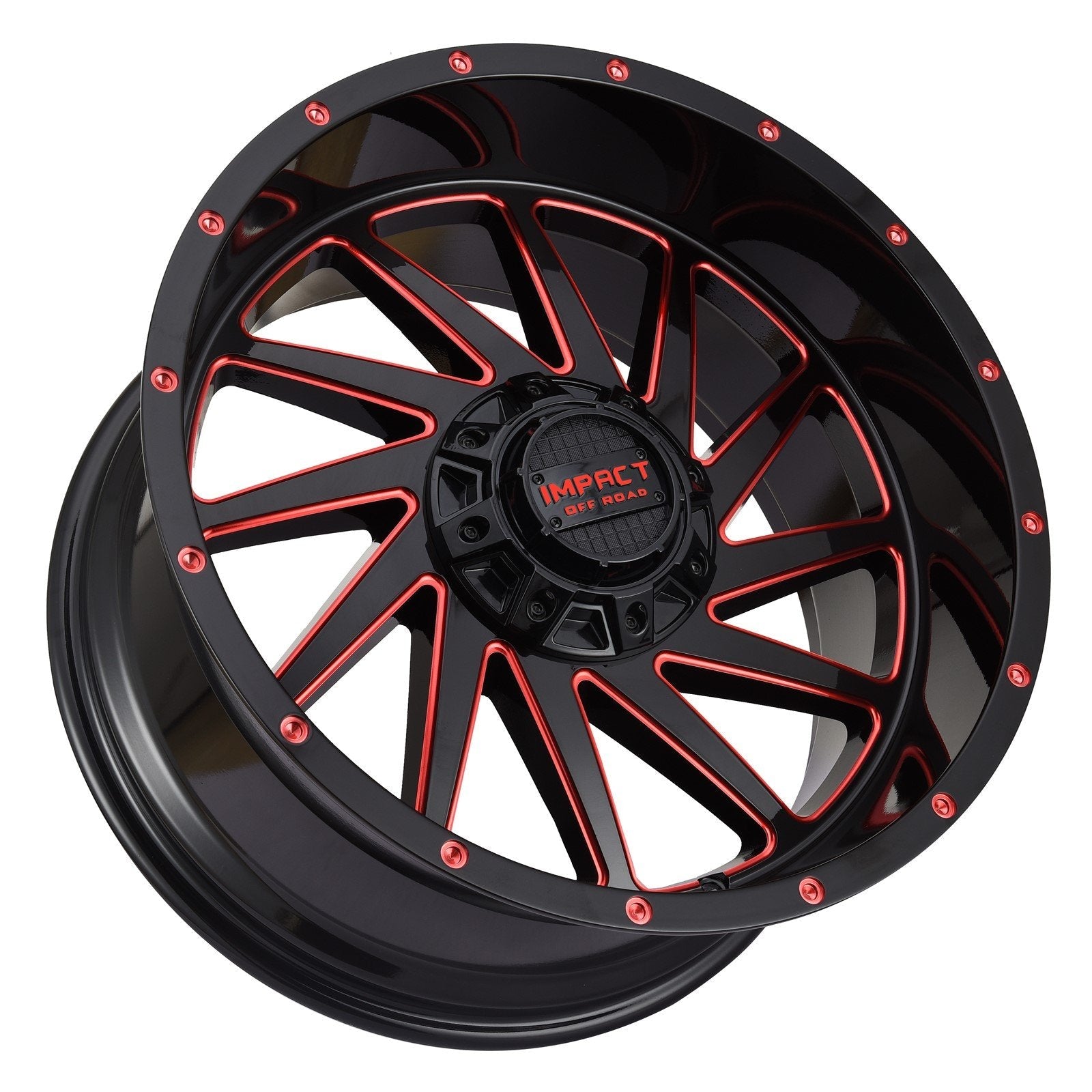 Impact 811 20x10 5x139.7 & 5x135 -12 Gloss Black/Red Milled