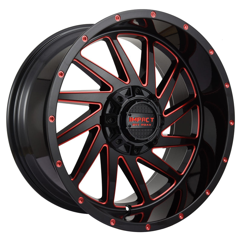 Impact 811 20x10 5x139.7 & 5x150 -12 Gloss Black/Red Milled