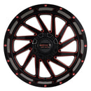 Impact 811 20x10 5x139.7 & 5x150 -12 Gloss Black/Red Milled