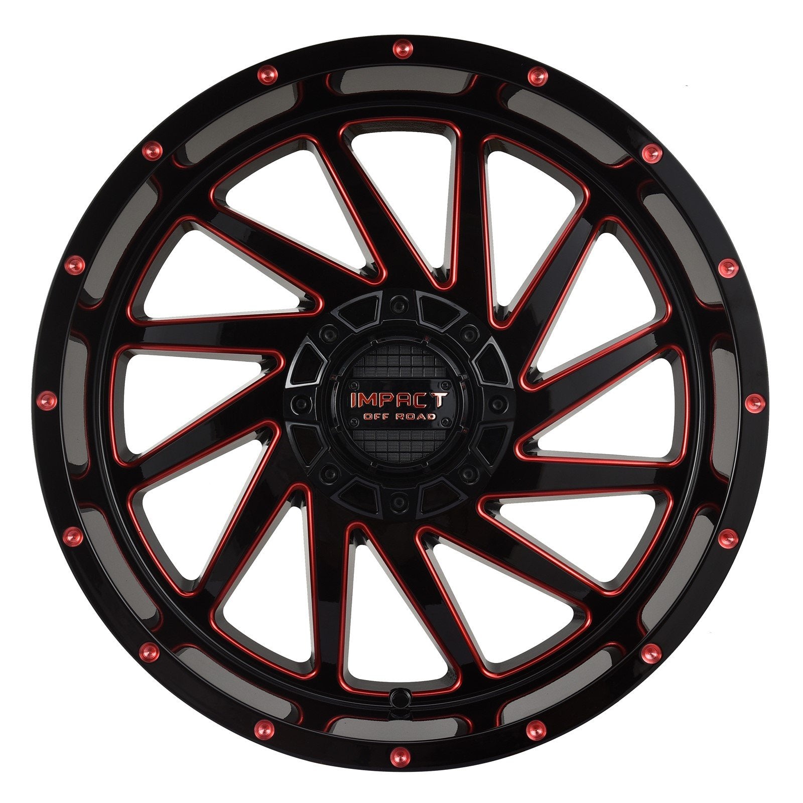 Impact 811 20x10 5x139.7 & 5x127 -12 Gloss Black/Red Milled