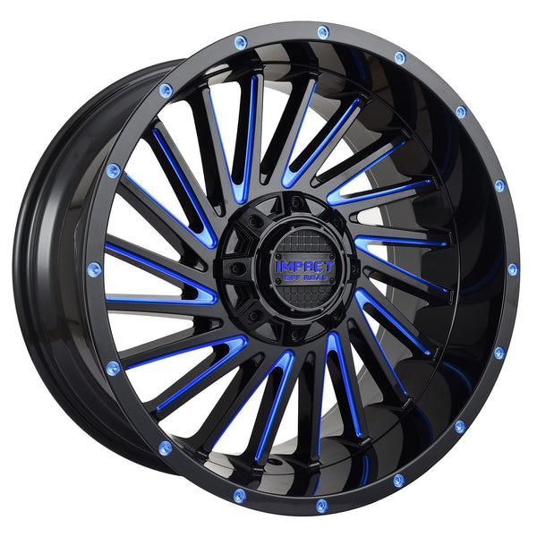 Impact 812 20x10 5x139.7 & 5x150 -12 Gloss Black/Blue Milled