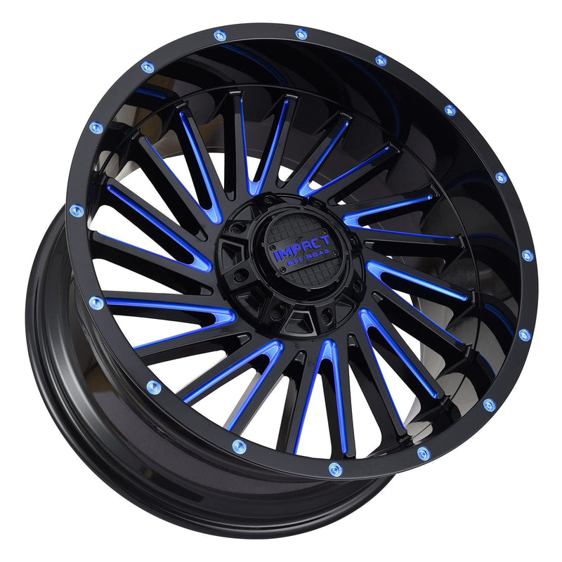 Impact 812 20x10 5x139.7 & 5x150 -12 Gloss Black/Blue Milled