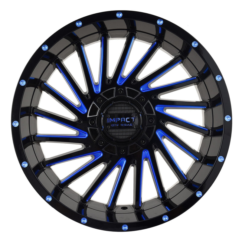 Impact 812 20x10 5x139.7 & 5x150 -12 Gloss Black/Blue Milled