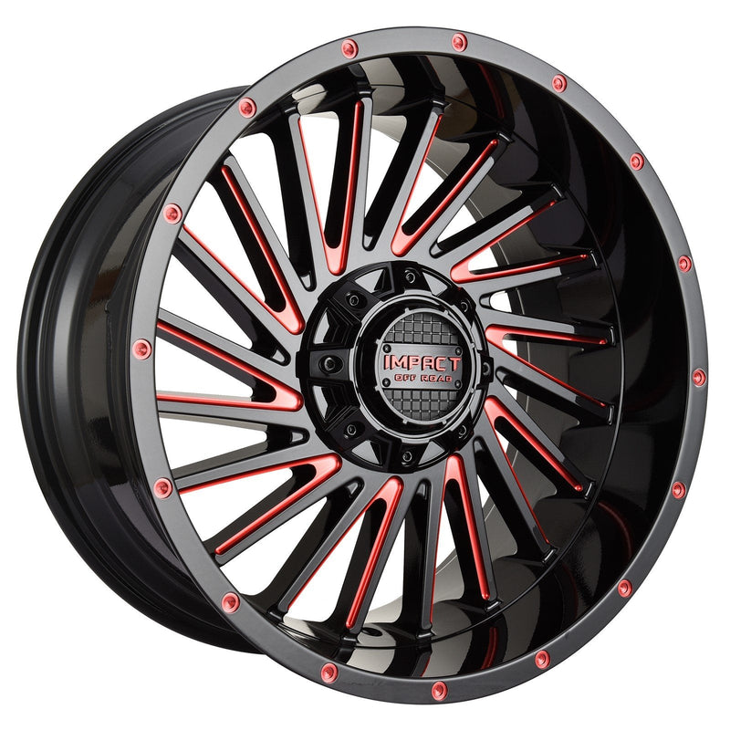 Impact 812 20x10 5x139.7 & 5x150 -12 Gloss Black/Red Milled