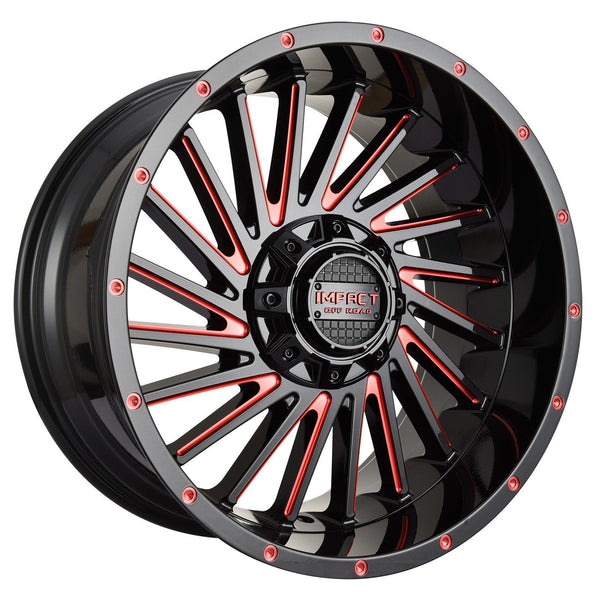 Impact 812 20x10 5x139.7 & 5x127 -12 Gloss Black/Red Milled