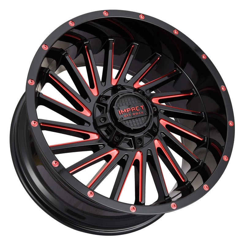 Impact 812 20x10 5x139.7 & 5x127 -12 Gloss Black/Red Milled