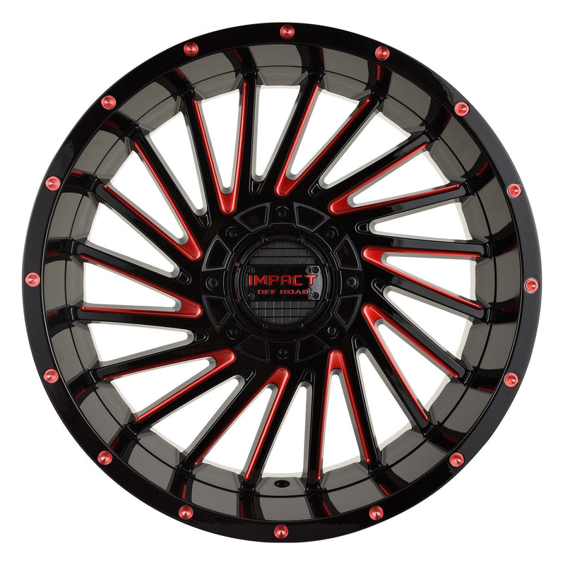 Impact 812 20x10 5x139.7 & 5x127 -12 Gloss Black/Red Milled