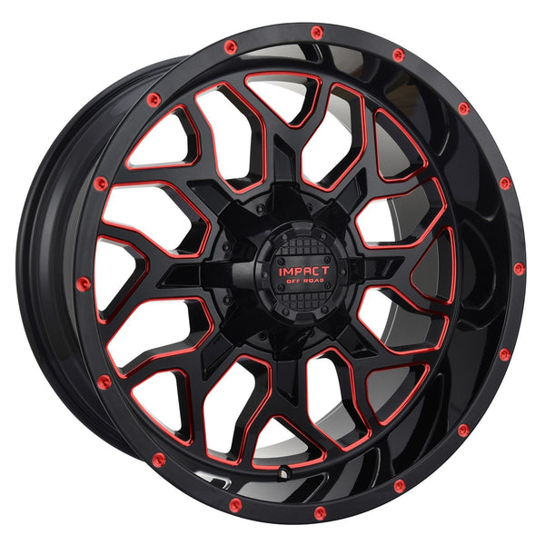 Impact 813 20x12 6x139.7 & 6x135 -44 Gloss Black/Red Milled