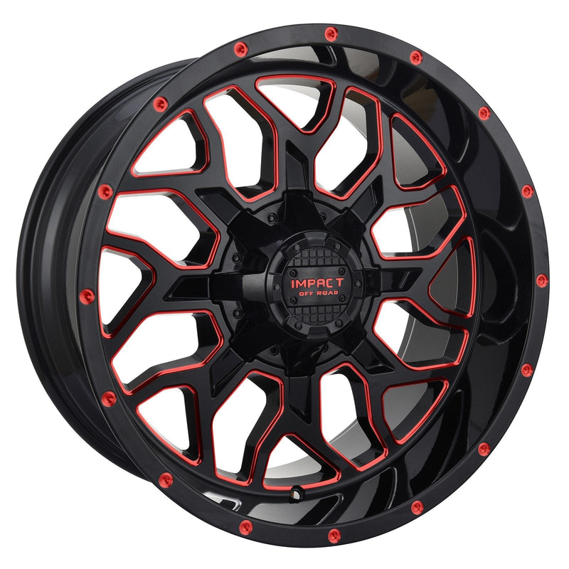 Impact 813 22x12 5x139.7 & 5x127 -44 Gloss Black/Red Milled