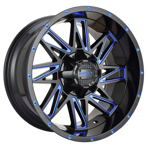 Impact 814 20x10 5x139.7 & 5x150 -12 Gloss Black/Blue Milled