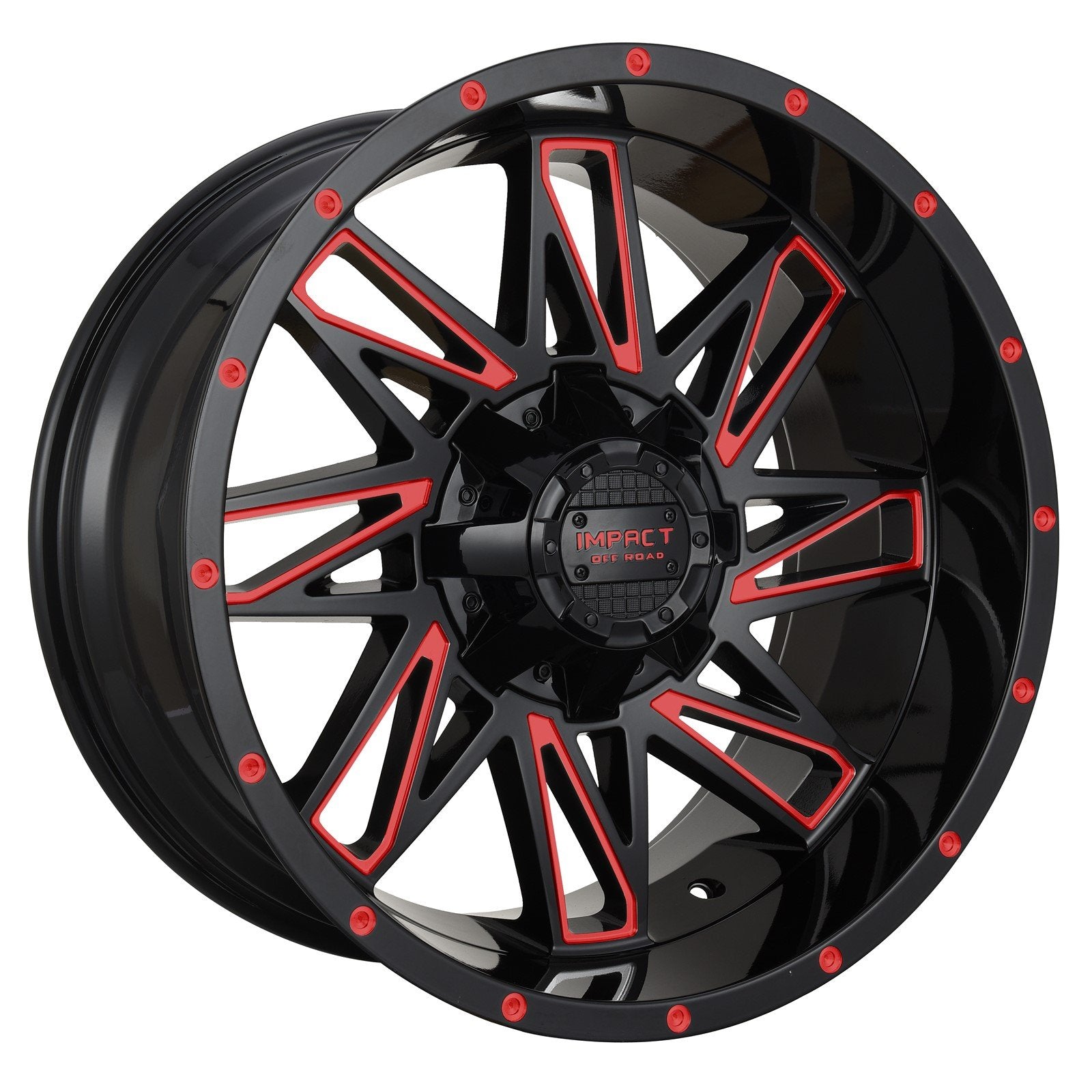 Impact 814 20x12 5x139.7 & 5x150 -44 Gloss Black/Red Milled