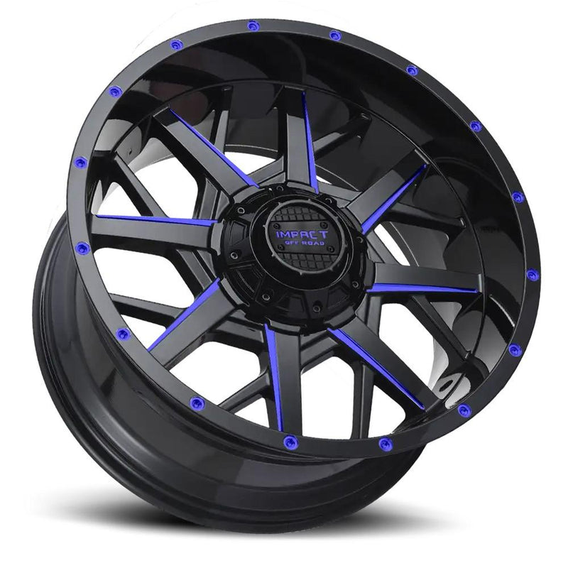 Impact 815 20x10 6x139.7 & 6x135 -12 Gloss Black/Blue Milled