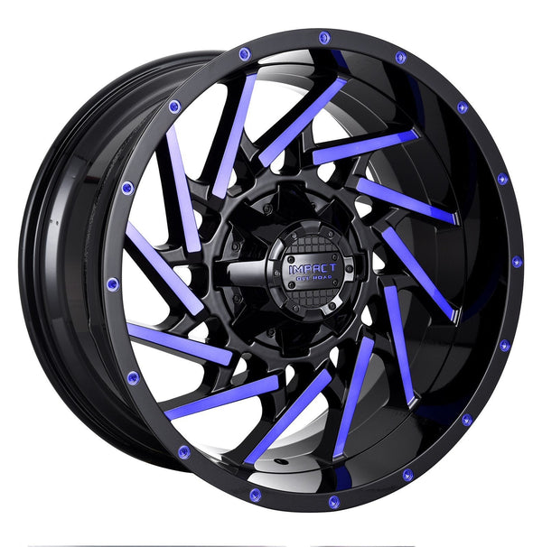 Impact 816 20x10 6x139.7 & 6x135 -12 Black Machined Blue Face