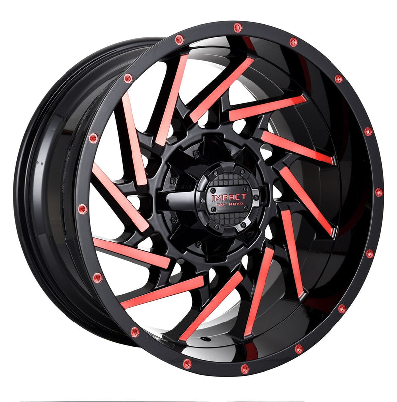 Impact 816 20x10 6x139.7 & 6x135 -12 Black Machined Red Face