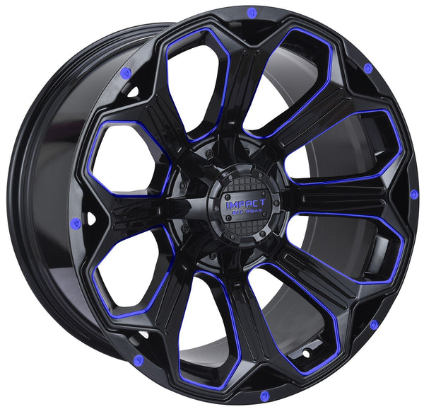 Impact 817 20x10 5x114.3 & 5x127 -12 Gloss Black/Blue Milled