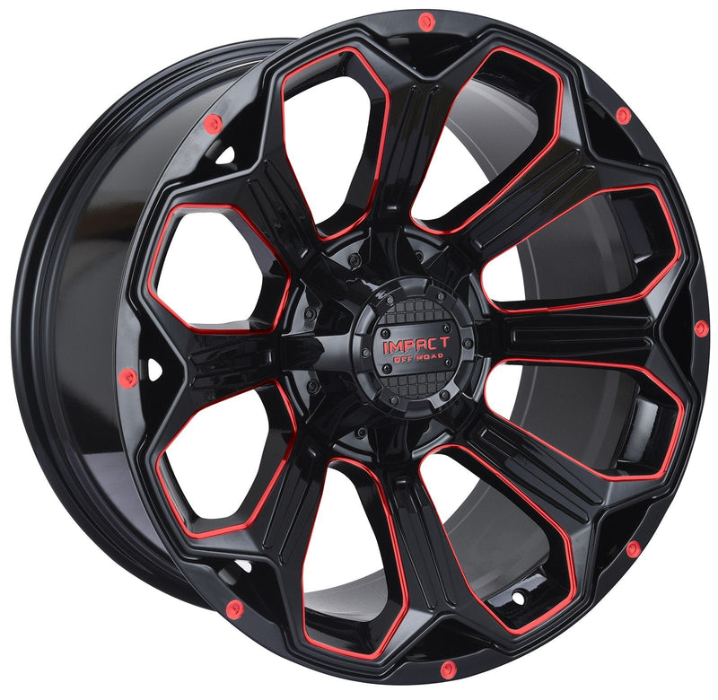 Impact 817 20x10 5x114.3 & 5x127 -12 Gloss Black/Red Milled