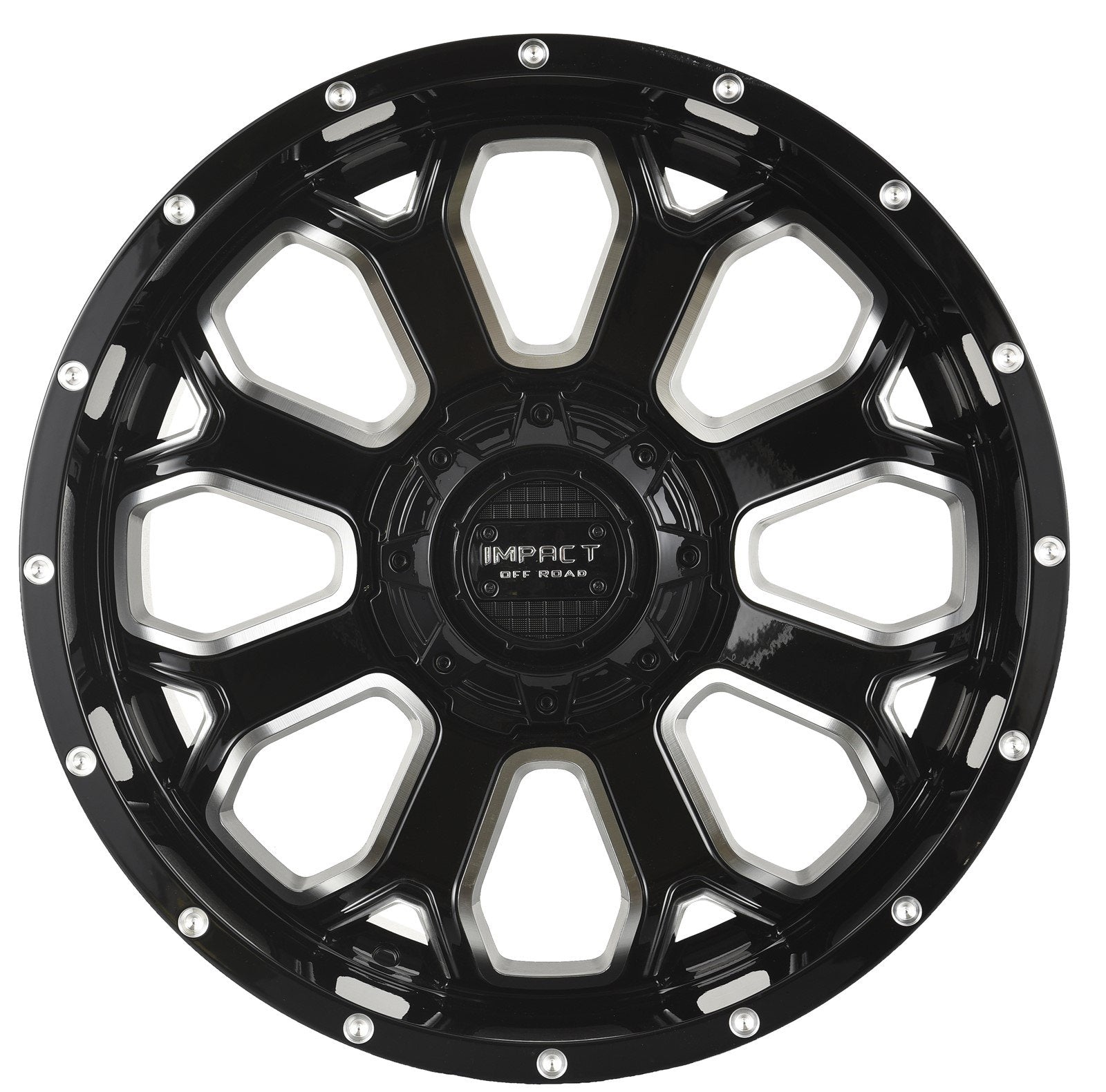 Impact 818 20x10 5x139.7 & 5x127 -12 Gloss Black/Milling Windows