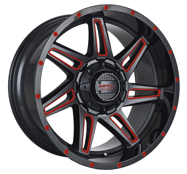 Impact 820 20x10 5x139.7 & 5x150 -12 Gloss Black/Red Milled