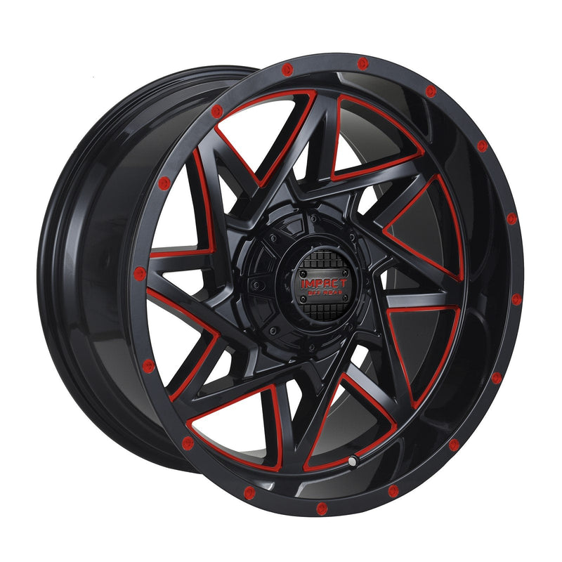 Impact 821 20x10 6x139.7 & 6x135 -12 Gloss Black/Red Milled