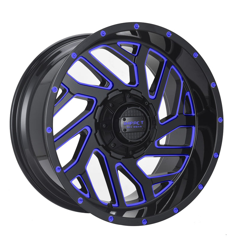 Impact 823 20x10 6x139.7 & 6x135 -12 Gloss Black/Blue Milled