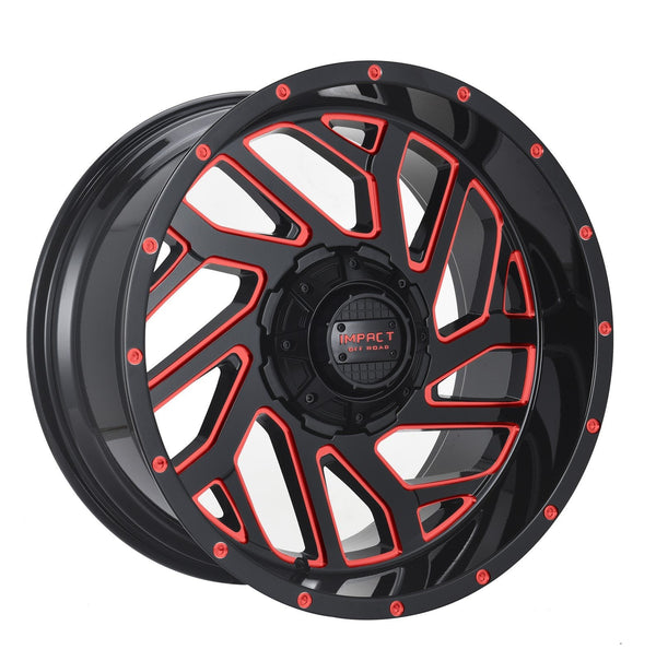 Impact 823 20x10 6x139.7 & 6x135 -12 Gloss Black/Red Milled